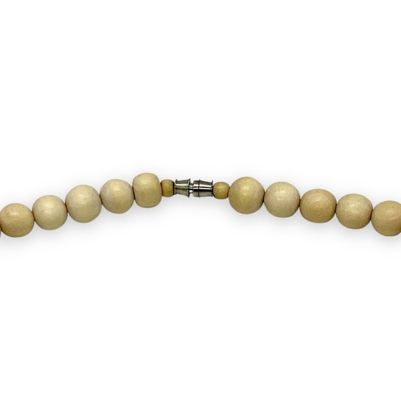 Vintage Chunky Wood Bead Necklace Cool Tones Natural Statement Piece - Picture 6 of 7